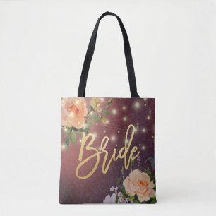 Bröllop Brides Burgundy Chic Blommigt String Ljus Tygkasse