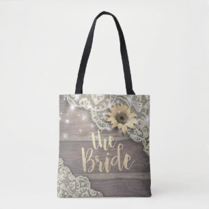 Bröllop Brides Snöre Solros Rustic Wood Ljus Tygkasse