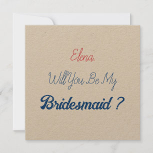 Bröllop Bridesmaid 2024 Red Blue Frieri Kraft Inbjudningar