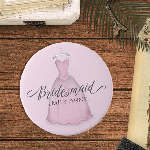Bröllop Bridesmaid Favor Rosa Vintage Dress Knapp