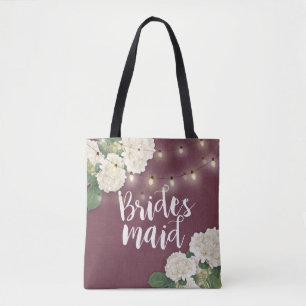 Bröllop Bridesmaid Hydrangea Flowers String Ljus Tygkasse
