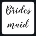 Bröllop Bridesmaid Simple Minimalist Black White Fyrkantigt Klistermärke<br><div class="desc">Ett lätt briljantdekal med coola i svartvitt. Du kan ändra texten och även ändra färg!</div>