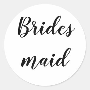 Bröllop Bridesmaid Simple Minimalist Black White Runt Klistermärke