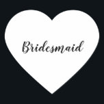 Bröllop Bridesmaid Simple Modern Black White Hjärtformat Klistermärke<br><div class="desc">Ett lätt briljantdekal med coola i svartvitt. Du kan ändra texten och även ändra färg!</div>
