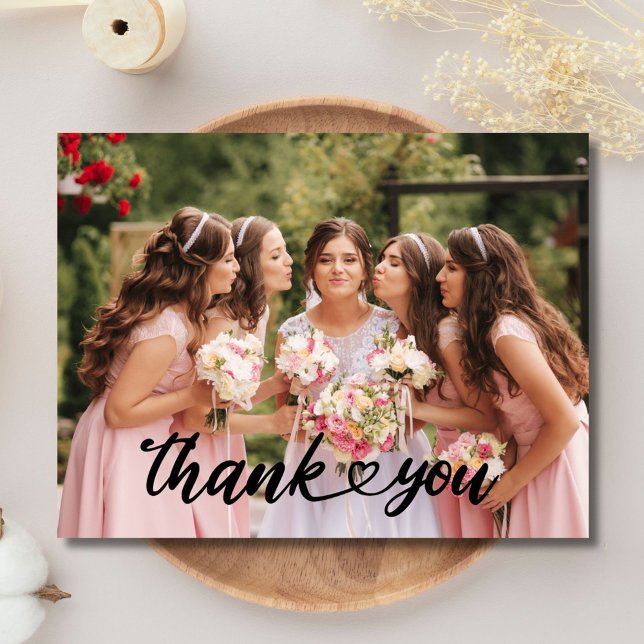 Bröllop Bridesmaid Tack Photo Vykort (Bridesmaid Wedding Photo Thank You Postcard)