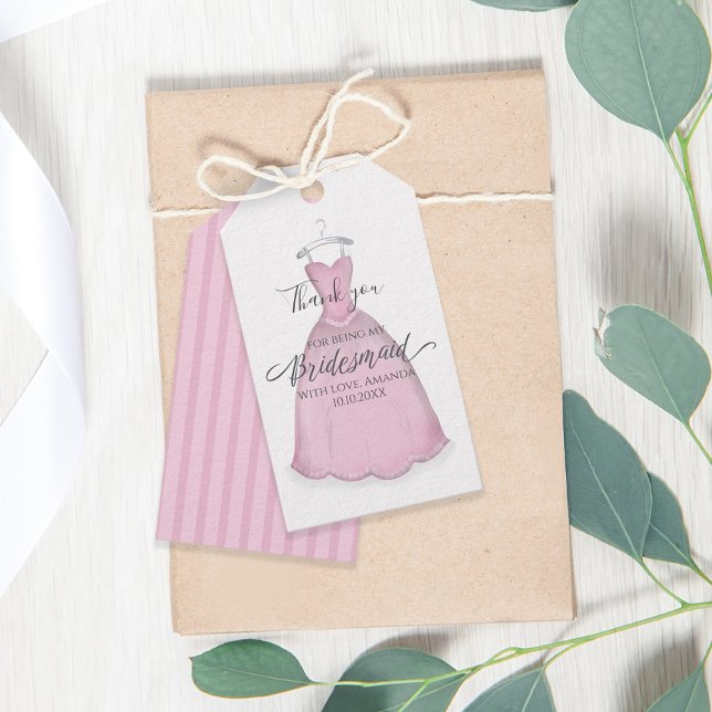 Bröllop Bridesmaid Vintage Rosa Dress Favor Presentetikett (Skapare uppladdad)