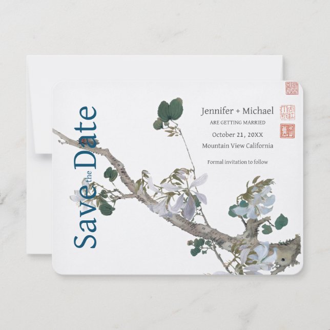 Bröllop Bröllop Kalligrafi Blommig Akvarell Spara Datumet (Framsida)