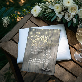 Bröllop Bröllopsdatum Champagneglas Träbelysning Spara Datumet