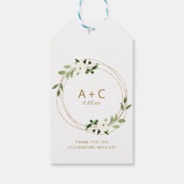 Bröllop Bröllopsdusch Förmån Tack Greenery Presentetikett