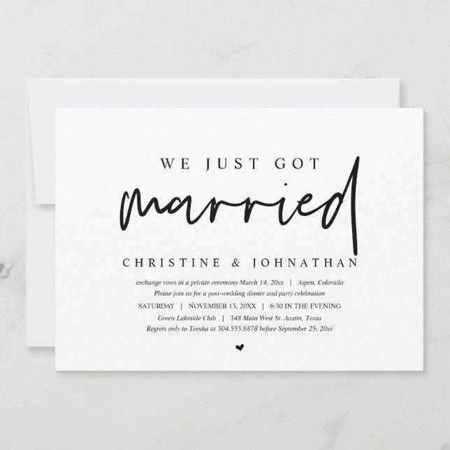 Bröllop Bröllopsflykt, Vi är Precis Gifta  Inbjuda Inbjudningar (Framsida)