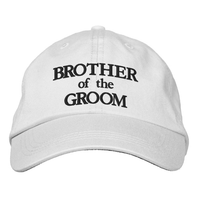 Bröllop bror till brudgummen svart vit elegant broderad keps (Framsida)
