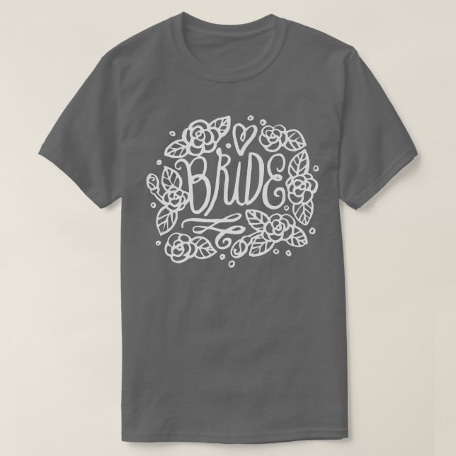 Bröllop  - Brud  - Blommor T Shirt (Design framsida)
