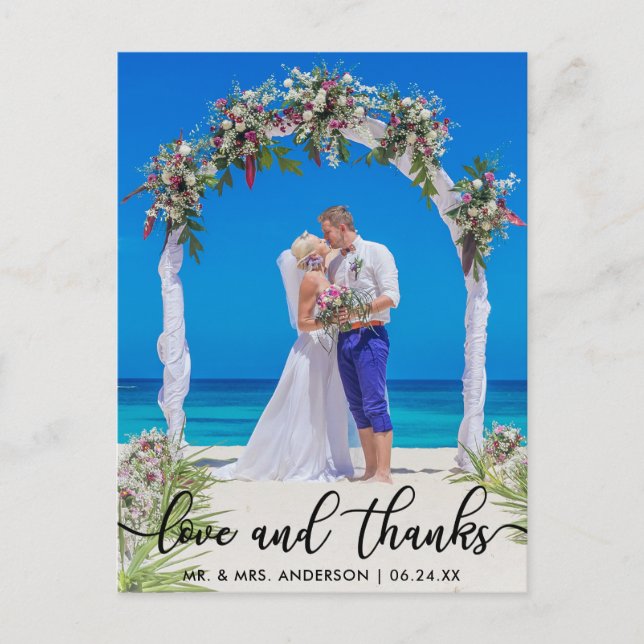 Bröllop Brud Brudgum Foto Kärlek och Tack Vykort (Framsida)