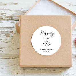 bröllop, brud groom, lyckligt efter, runt klistermärke