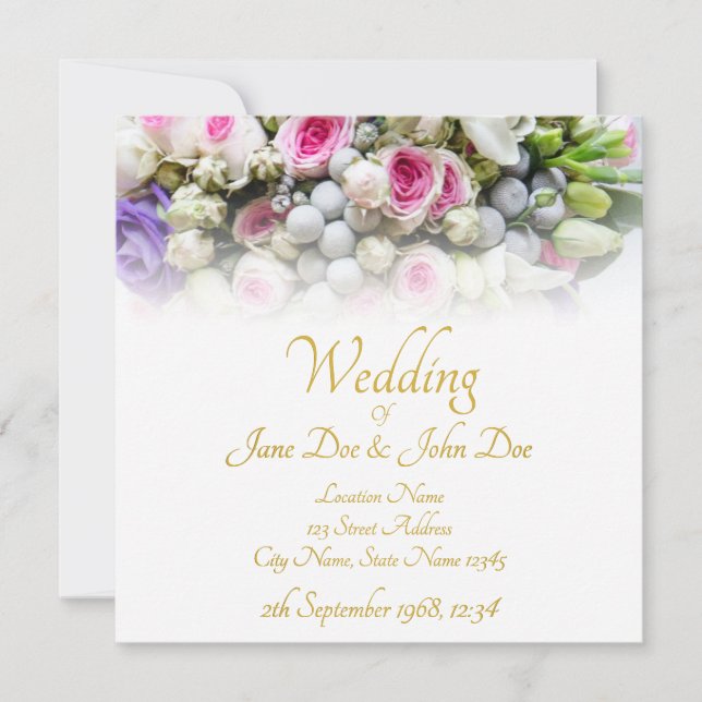 Bröllop - brud med färgämne bröllop bouquet kort (Framsida)