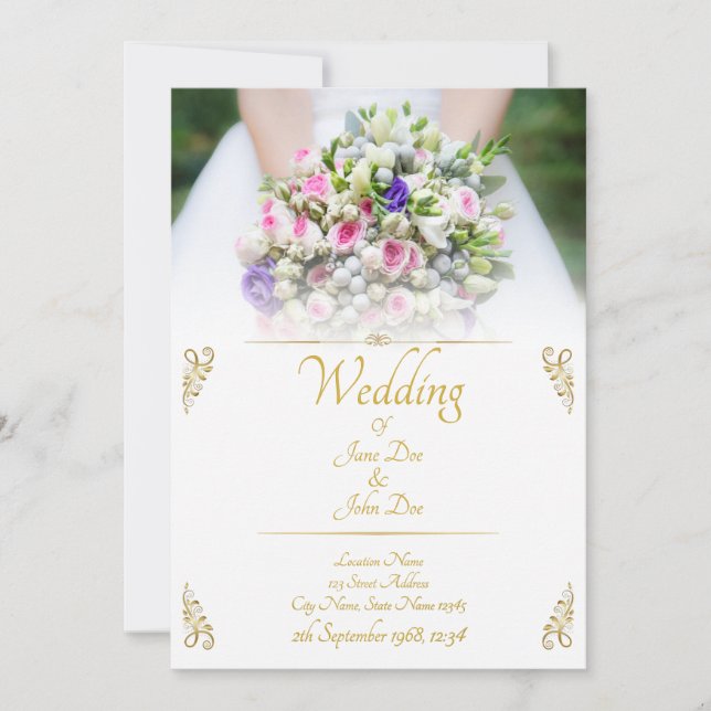 Bröllop - brud med färgämne bröllop bouquet meddelande (Framsida)