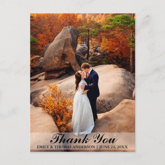 Bröllop Brud och Brudgum Tack Foto Vykort B (Framsida)