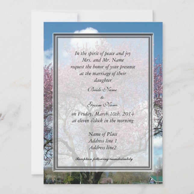 bröllop, brudens förälder bjuder in körsbär inbjudningar (Framsida)