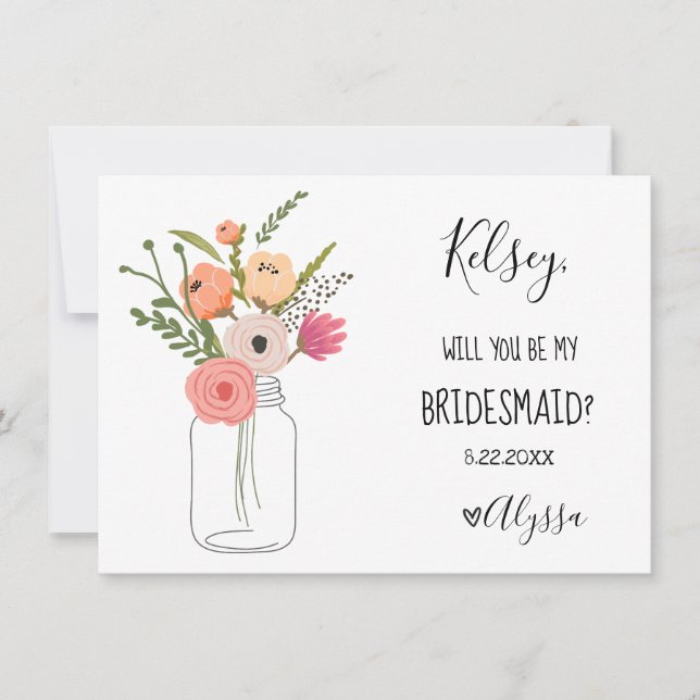 Bröllop Brudens sida Bridesmaid Frieri kort (Framsida)