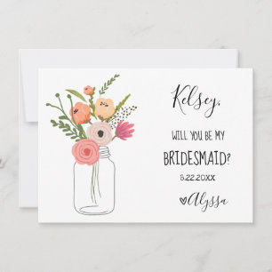 Bröllop Brudens sida Bridesmaid Frieri kort