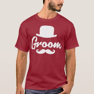 Bröllop Brudgum Tees Bowler Hatt Mustasch Män Pre T Shirt