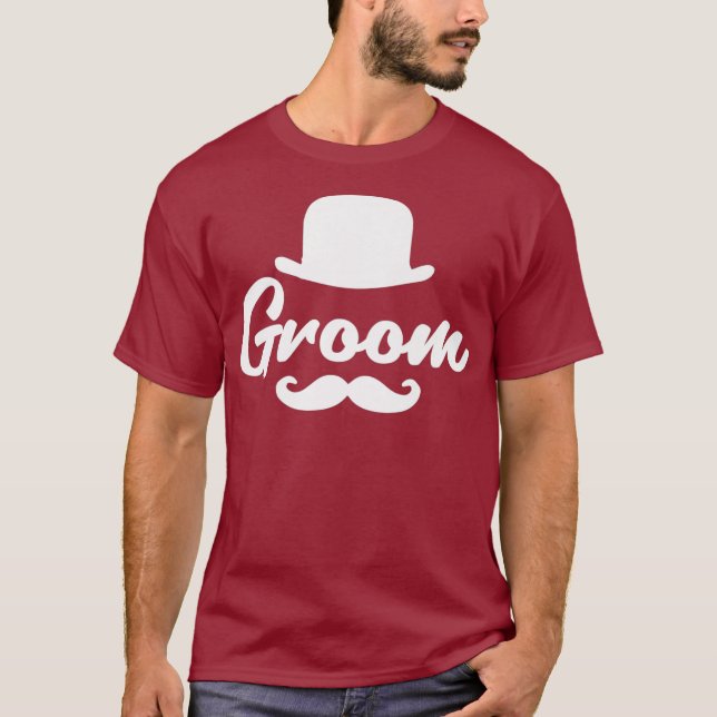 Bröllop  Brudgum Tees Bowler Hatt Mustasch Män Pre T Shirt (Framsida)
