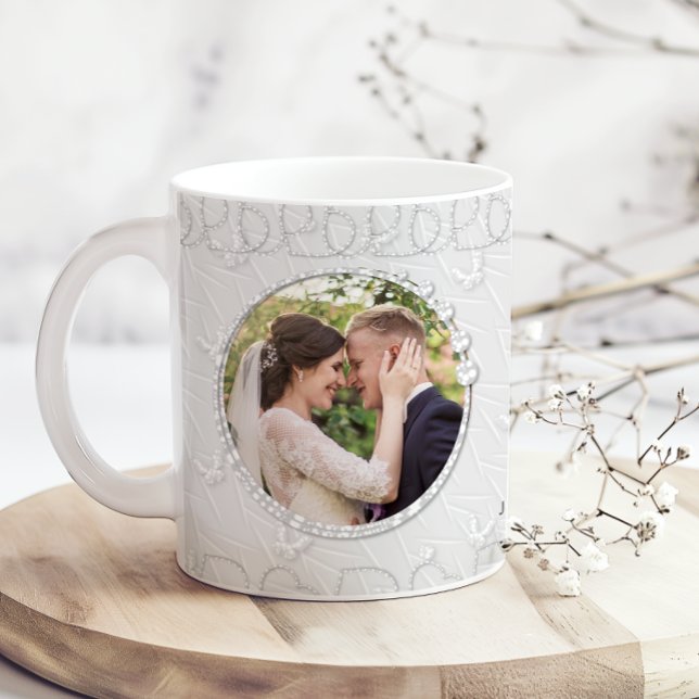 Bröllop Brudpar Lägg till foto Namn Kaffemugg (Skapare uppladdad)