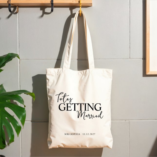 Bröllop Brudpresent | Brudnamn Tygkasse (Totes getting married bride to be name with date tote bag)