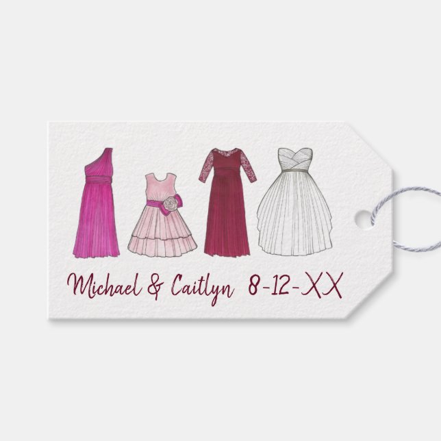 Bröllop Brudtärnor Brudnäbb Klänningar Blomsterfli Presentetikett (Framsidan (Horisontell))