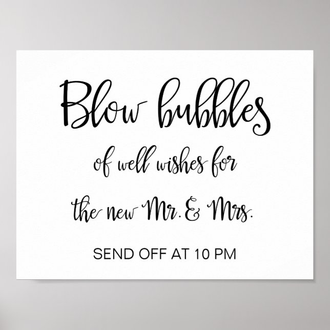 Bröllop Bubbles-tecken | Enkel calligrafi Poster (Framsidan)