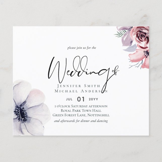 Bröllop budget för Blommigten Dusty Navy Blue Cora (Framsida)