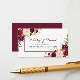Bröllop Burgundy-Blommigt-register Infoga kort BR