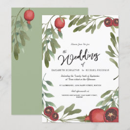 Bröllop Burgundy Botanical Boho Greenery Inbjudningar