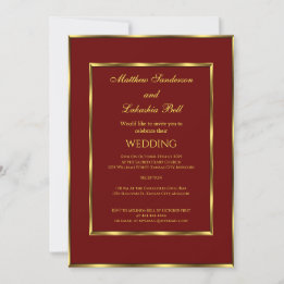 Bröllop Burgundy guld Elegant Modern Inbjudningar
