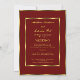 Bröllop Burgundy guld Elegant Modern Inbjudningar