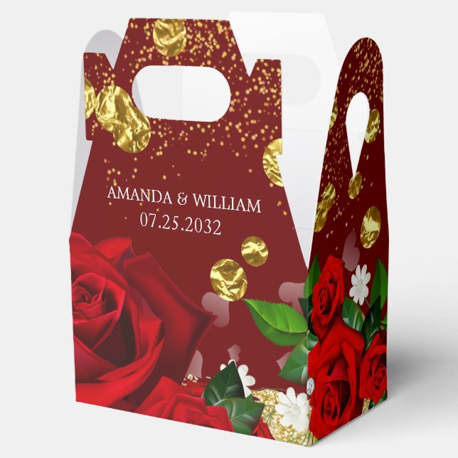Bröllop Burgundy Luxurious Favoritbox Presentaskar (Öppnad)