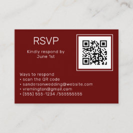 Bröllop Burgundy OSA Online QR-kodfoto för  Tilläggskort