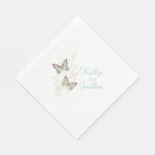 Bröllop butterflies art teaterblöjor pappersservett