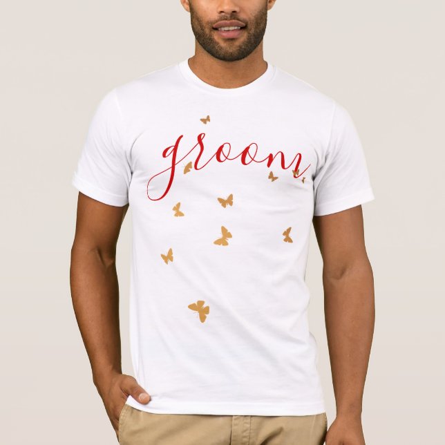 Bröllop Cake Butterflies T Shirt (Framsida)
