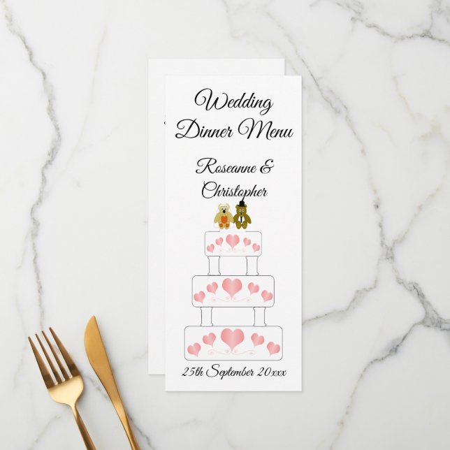 Bröllop Cake Design Bröllop Meny (Fram/Back In Situ)