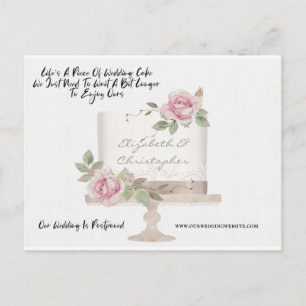 Bröllop Cake Funny ändring av uppskjutet datum Vykort