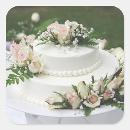 Bröllop Cake Fyrkantigt Klistermärke