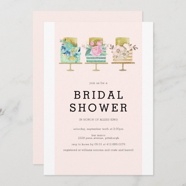 Bröllop Cake Inbjudningskort för möhippan (Fram/baksida)