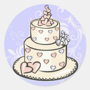 Bröllop Cake Stickers Runt Klistermärke