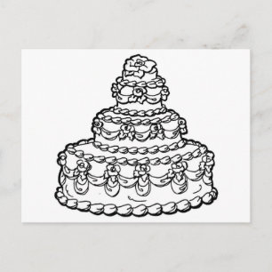 Bröllop Cake Teckning Vykort