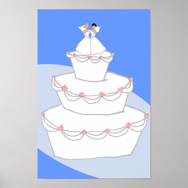 Bröllop Cake Two Brides Poster (Framsidan)