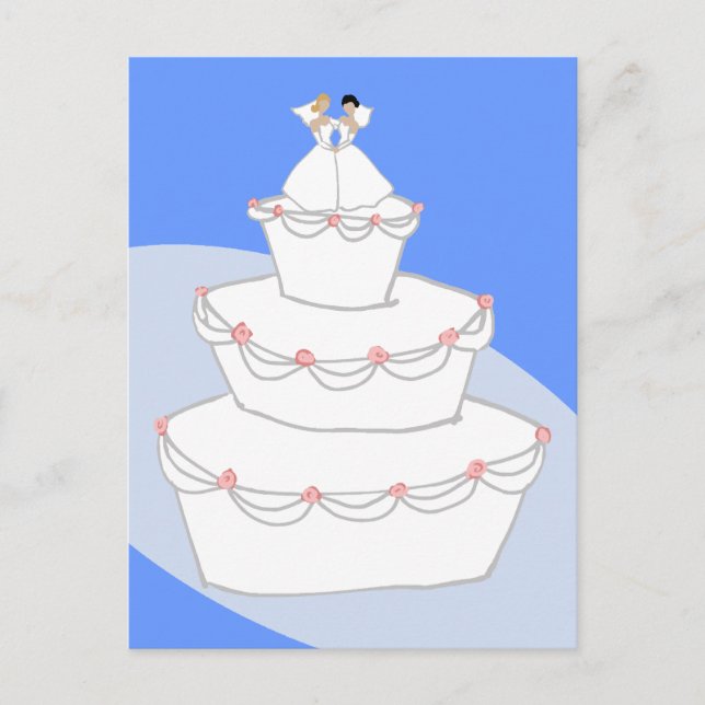 Bröllop Cake Two Brides Vykort (Framsida)
