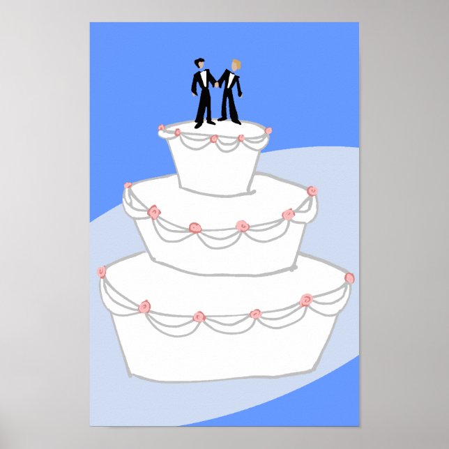 Bröllop Cake Two Grooms Poster (Framsidan)