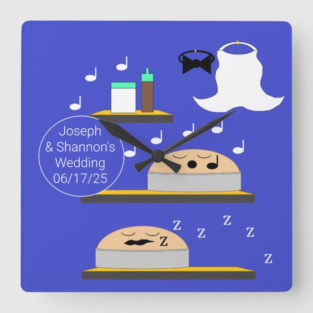 Bröllop Cakes väntar på frostning Fyrkantig Klocka (Framsida)