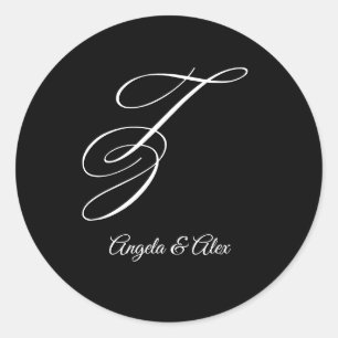 Bröllop Calligrafi Finare Brev Z Monogram Runt Klistermärke
